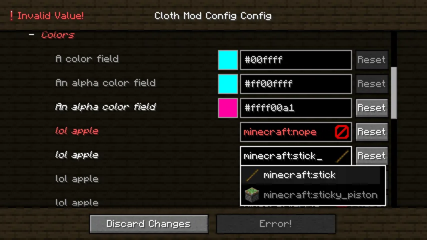 Cloth Config API для Minecraft 1.16.5